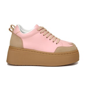 Chic Platform sneakers for women,Leather sneakers,Platform leather shoes,Platform shoes,Pink Platform shoes,Platform footwear, Gift for her