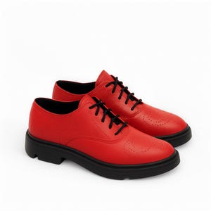 Bold elegant red shoes,Flat Sole,Custom Shoes For Women,Bold Stylish Design,Unique Gift,red leather footwear for women,black and red shoes