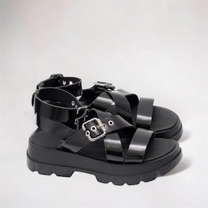 Black sandal boots,Handmade Sandals,Platform Leather,adjustable straps,Black leather shoes,Buckle sandals,summer shoes for women,unique gift