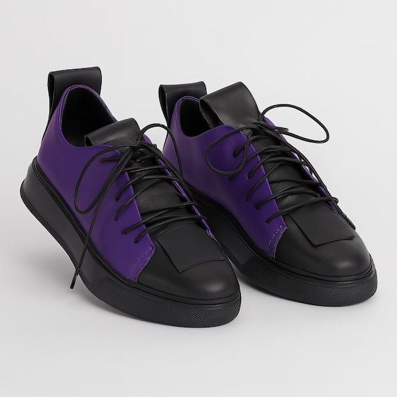 Designer Sneakers Black Leather Sneakers Women Orange Leather