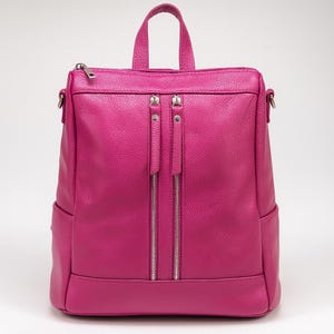Pink Leather Italian Backpack - Etsy display picture 1