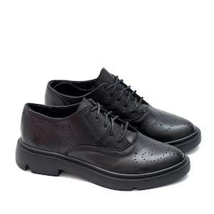 Sporty-elegant black shoes,Flat Sole,Custom Leather Shoes For Women,Comfortable Fit,Bold Stylish Design,Unique Gift,Casual and Formal Shoes