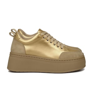 Chic Platform sneakers for women,Leather sneakers,Platform leather shoes,Platform shoes,GOLD Platform shoes,Platform footwear, Gift for her