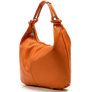 Soft orange leather bag for women,shoulder bag,big leather tote,orange leather bag,shoulder bag,work bag,genuine leather tote,daily bag