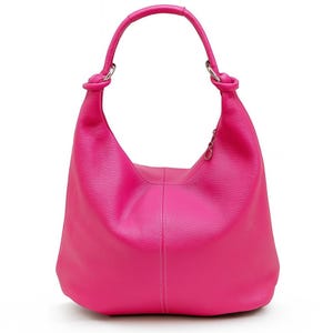 Soft fuchsia leather bag for women,shoulder bag,big pink leather tote,fuchsia hobo bag,shoulder bag,work bag,daily bag,premium leather tote