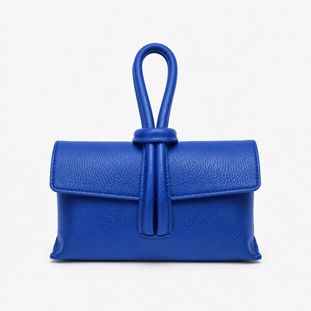Cobalt Blue Leather Mini Handbag, Italian Crossbody Bag, Top 