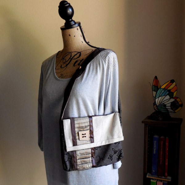 Purse...Shoulder Bag...Handbag...Unique Purse...COCO RUFFLE...Wooden Button and Dupioni silk ruffle