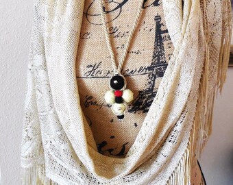 Necklace..Hand Felted Beads Necklace...Wearable Fiber Art Necklace...Unique Original Design Necklace...Hand Made Necklace