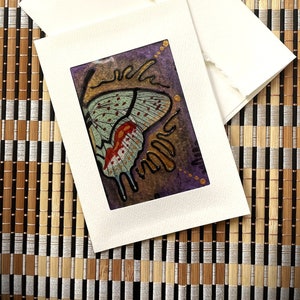 Cartão colecionável de artista com design de borboleta desenhado à mão e pintado cartão exclusivo e obra de arte para colecionar ou como presente