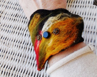 Bohemian Bracelet..Cuff Style Bracelet..Hand Felted Bracelet..Wearable Art