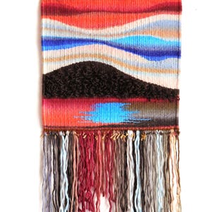 Hand Woven Tapestry..."Sunset At The lake"...Wall hanging Tapestry..Woven Abstract..Bohemian tribal Art..Fiber Art..Home Decoration image 3