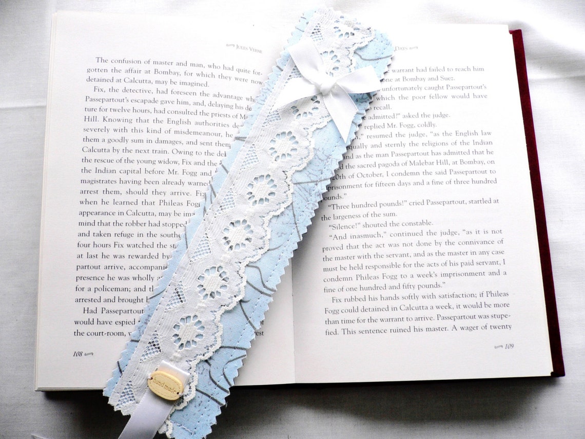 Bookmark...cotton and Lace...hand Made With Fabric Etsy