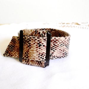 Square and Snake...Cuff Bracelet...Fabric and Metal...Bohemian Style