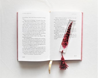 Bookmark For Book Lovers, Hand Made with Epoxy Resin Clear and Real Feather, Tassel, Perfect Gift, Gift For Christmas, Birthday Gift