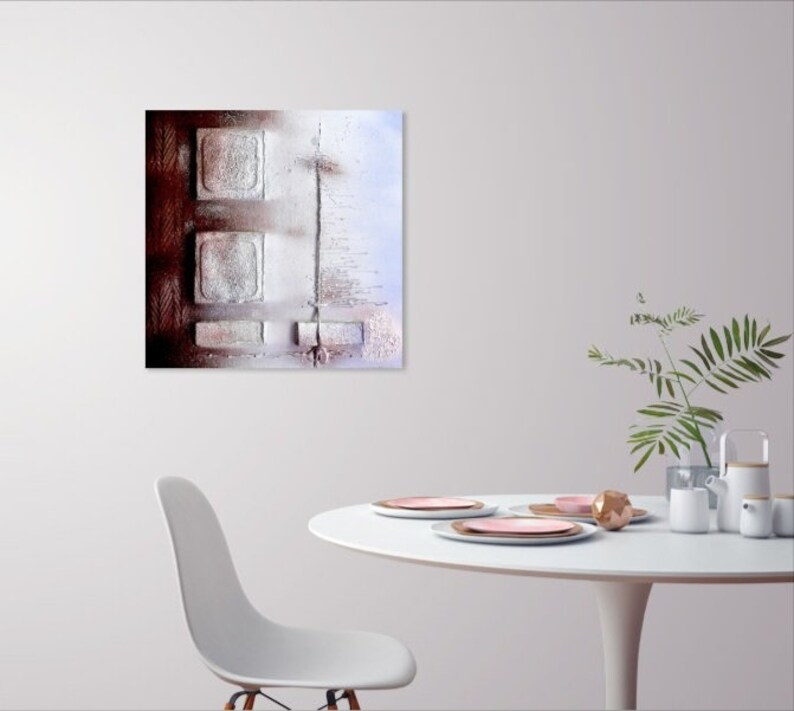 Akrylmålning "Livet efteråt"....Samtida modern abstrakt väggdekorationskonst..Blandteknik texturerad målningskonst.. Perfekt presentidé bild 7