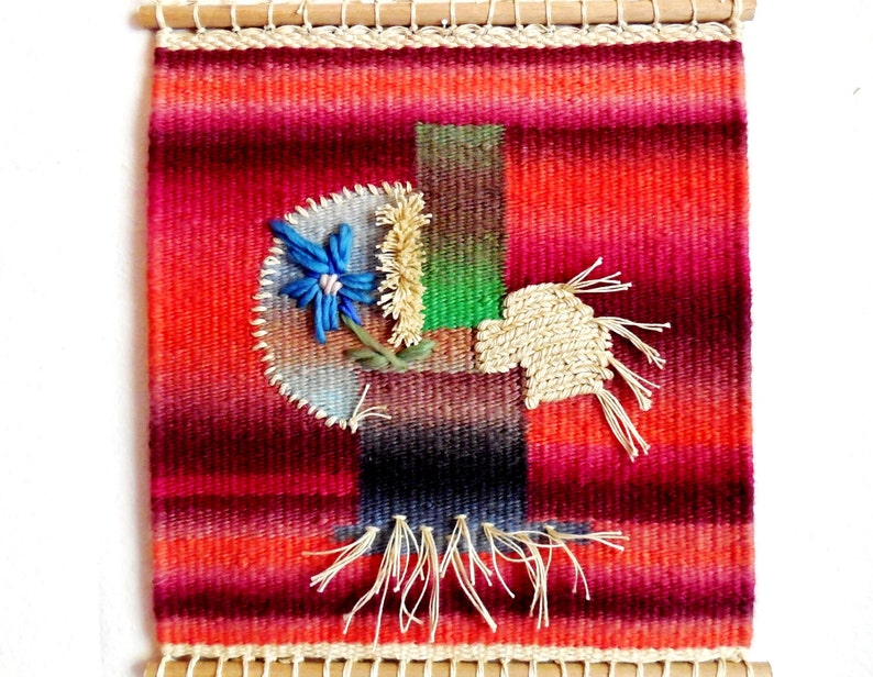 Hand Woven Tapestry...blue Gardenia...wall Hanging Etsy