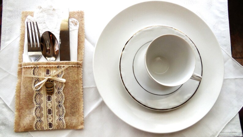 Silverware Holder...Silverware Pocket...Dinner Table Decoration...Elegant Table Detail...Silverware And Napkin Holder..