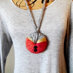 Modern Necklace...Hand Made Unique Necklace...Wool And Yarn Hand Made Geometric Necklace...Necklace For A Gift...