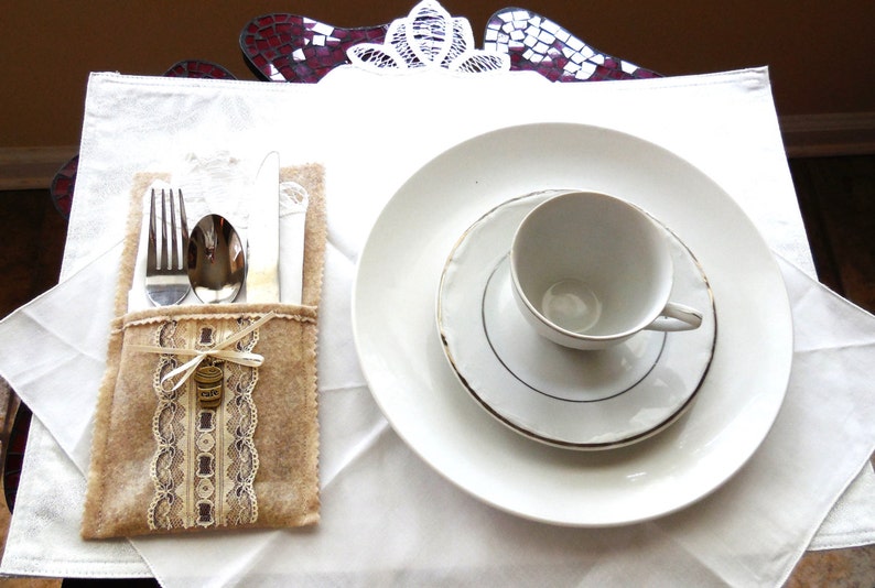 Silverware Holder...Silverware Pocket...Dinner Table Decoration...Elegant Table Detail...Silverware And Napkin Holder..