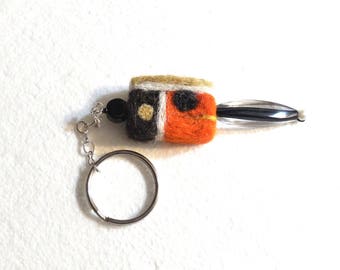 Handmade Key Chain Abstract Charm..Purse Charm Hand Crafted Needle Felted Key Chain Charm..Abstract Charm Hand Felted Key Chain Purse Charm