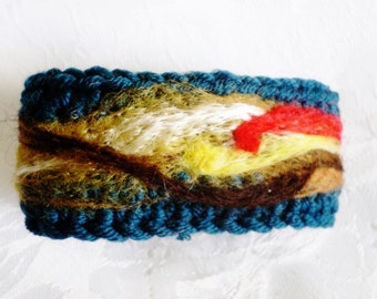 Bracelet de Style de manchette... Wearable Art Bracelet... Nuage rouge... Bracelet... Main feutré Design...