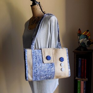 Shoulder Bag..Modern Fun Purse..Rustic Blue...Original Design...Purse...