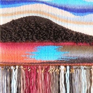 Hand Woven Tapestry..."Sunset At The lake"...Wall hanging Tapestry..Woven Abstract..Bohemian tribal Art..Fiber Art..Home Decoration image 5