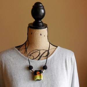 Necklace..Wearable Art Necklace..Felted Necklace..Fiber Art Necklace..Bohemian Style.. Rustic Style Necklace