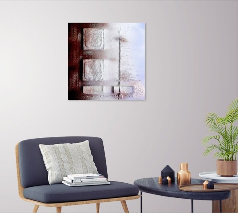 Akrylmålning "Livet efteråt"....Samtida modern abstrakt väggdekorationskonst..Blandteknik texturerad målningskonst.. Perfekt presentidé bild 8