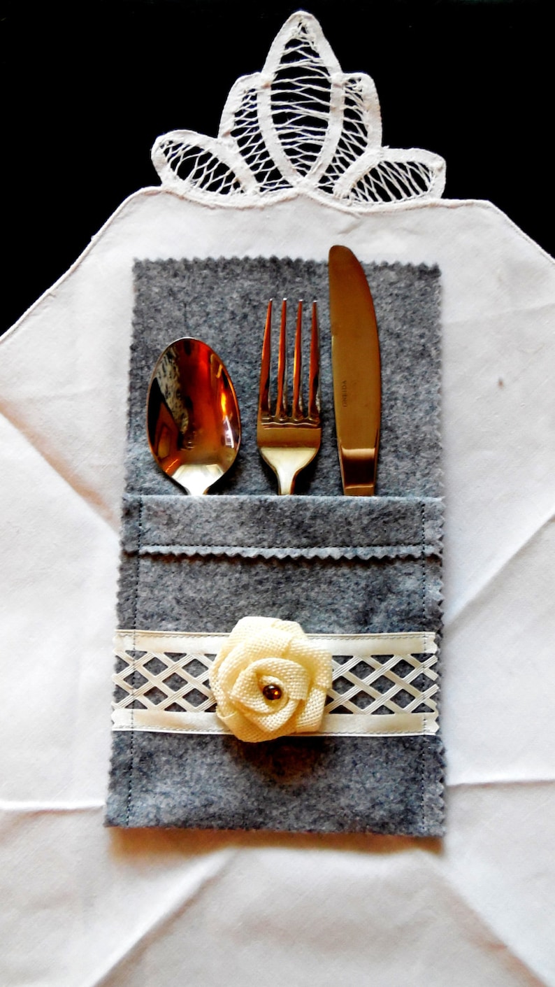 Silverware Holder...silverware Pocket...rustic Style Table Etsy