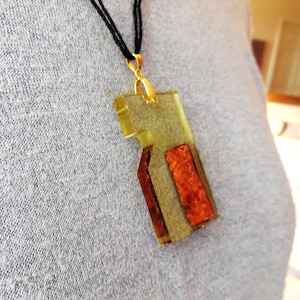 Resin Art Pendant, Epoxy Resin Jewelry, Amber Color Resin Pendant, Unique Jewelry Art, Original Resin Art, Perfect Gift For her, Unique Gift
