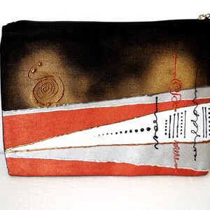 Handmade Clutch...Cosmetic Pouch..Elegant Evening Bag...Hand Painted 24K Gold Original Design Clutch..Jewelry Pouch...Unique Clutch Purse...