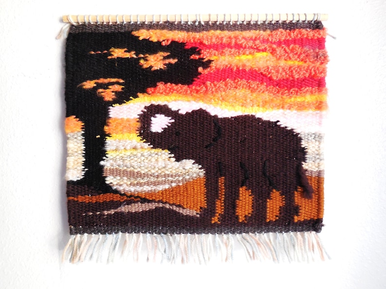 Hand Woven Tapestry...elephant Resting in the Shade...wall Etsy