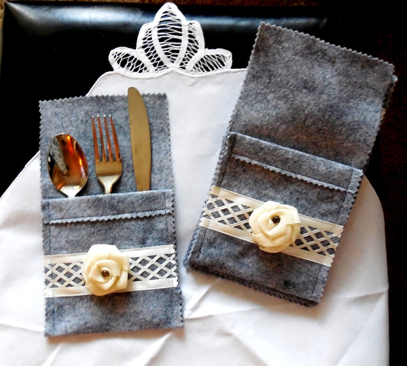 Silverware Holder...silverware Pocket...rustic Style Table Etsy