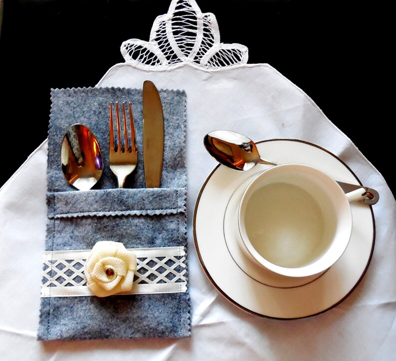 Silverware Holder...silverware Pocket...rustic Style Table Etsy