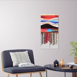 Hand Woven Tapestry..."Sunset At The lake"...Wall hanging Tapestry..Woven Abstract..Bohemian tribal Art..Fiber Art..Home Decoration image 10