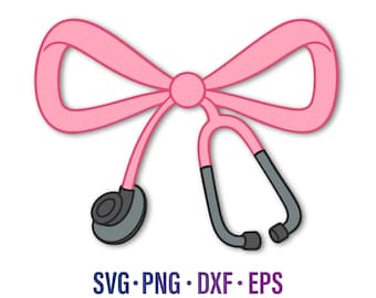 Clipart de lazo de estetoscopio rosa: Enfermera SVG, PNG, DXF (Descarga digital)