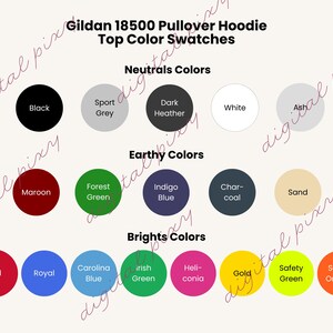 Gildan 18500 Pullover Hoodie Color Swatches | Color Swatches | Color Options | Top Colors | Color Tones