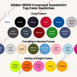 Gildan 18000 Crewneck Sweatshirt Color Swatches Color Swatches Color Options Top Colors Color Tones