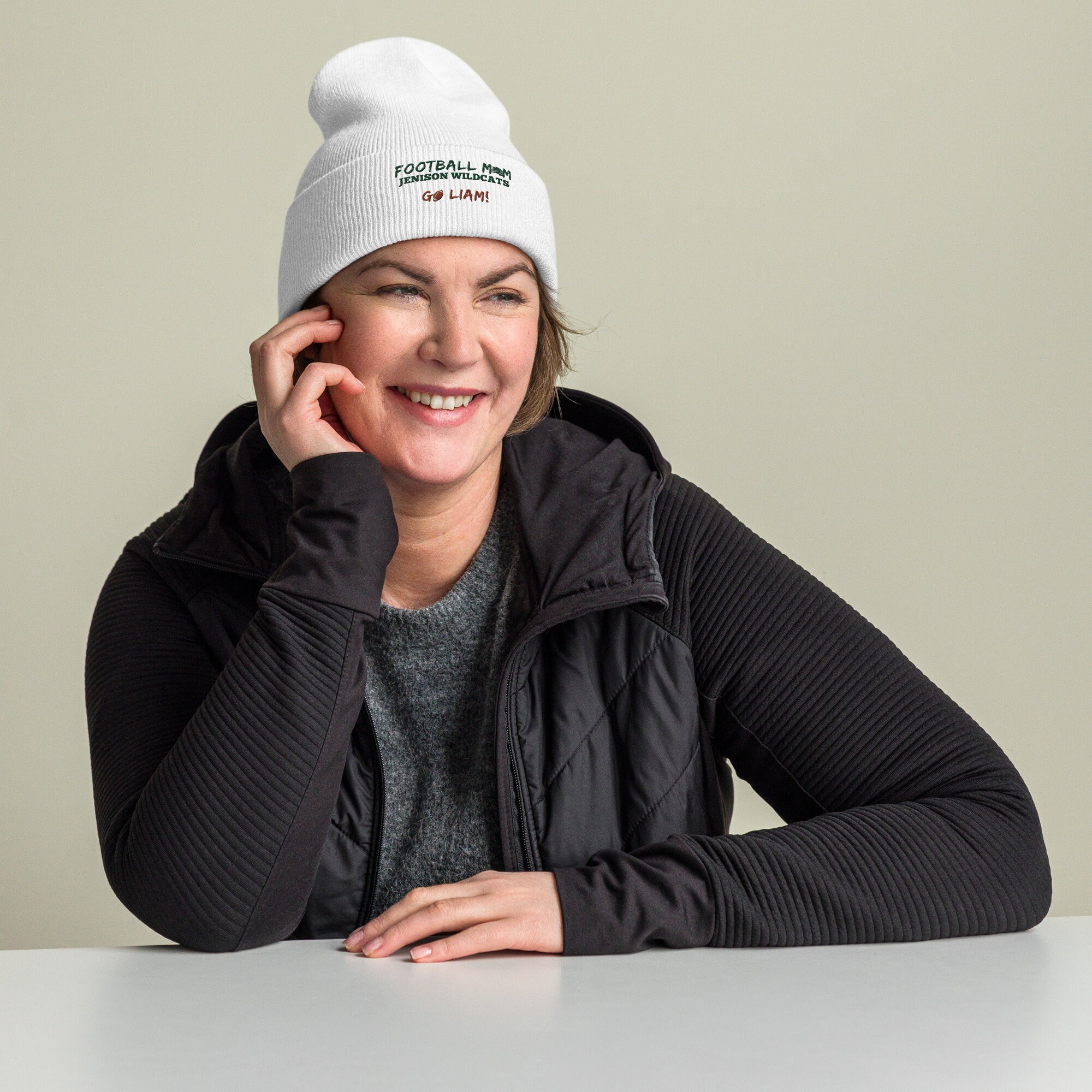 Customizable Embroidered Football Mom School Spirit Cuffed Beanie Jenison Wildcats Athletic Mom Winter Hat Football Player Etsy