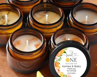 Summer Baby Shower Favors – Citrus Theme Candles – 1oz Amber Jars – Baby Shower Gifts for Guests – Gender Neutral, Boy or Girl – Bulk Pack
