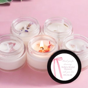 10 Packs Elegant Pink Bow Bridal Shower Favors | Blush Candle Favors for Weddings & Baby Showers | Coquette Party Favors
