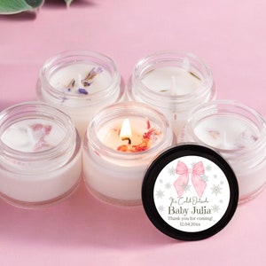 10 Packs Elegant Pink Bow Baby Shower Favors | Blush Candle Favors for Weddings & Baby Showers | Coquette Party Favors