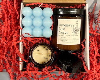 Set regalo di candele personalizzate "Ultimo nervo" per la mamma - Candela di compleanno divertente da 8,8 once - Regalo di relax personalizzato per lei - Candela per la cura di sé - Regalo per la mamma