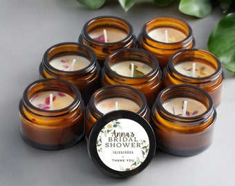 10 Personalized fall wedding favors - Fall Wedding Candle Favors - Autumn Wedding Favors - 1oz Amber Glass Jar - Unique Autumn Favors