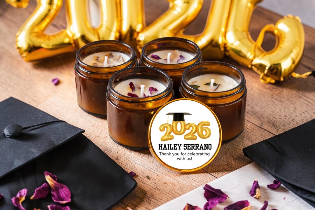 Graduation Amber Class of 2026 Graduation Favors, Soy Wax Amber Jar Candle Gifts, 2oz ...