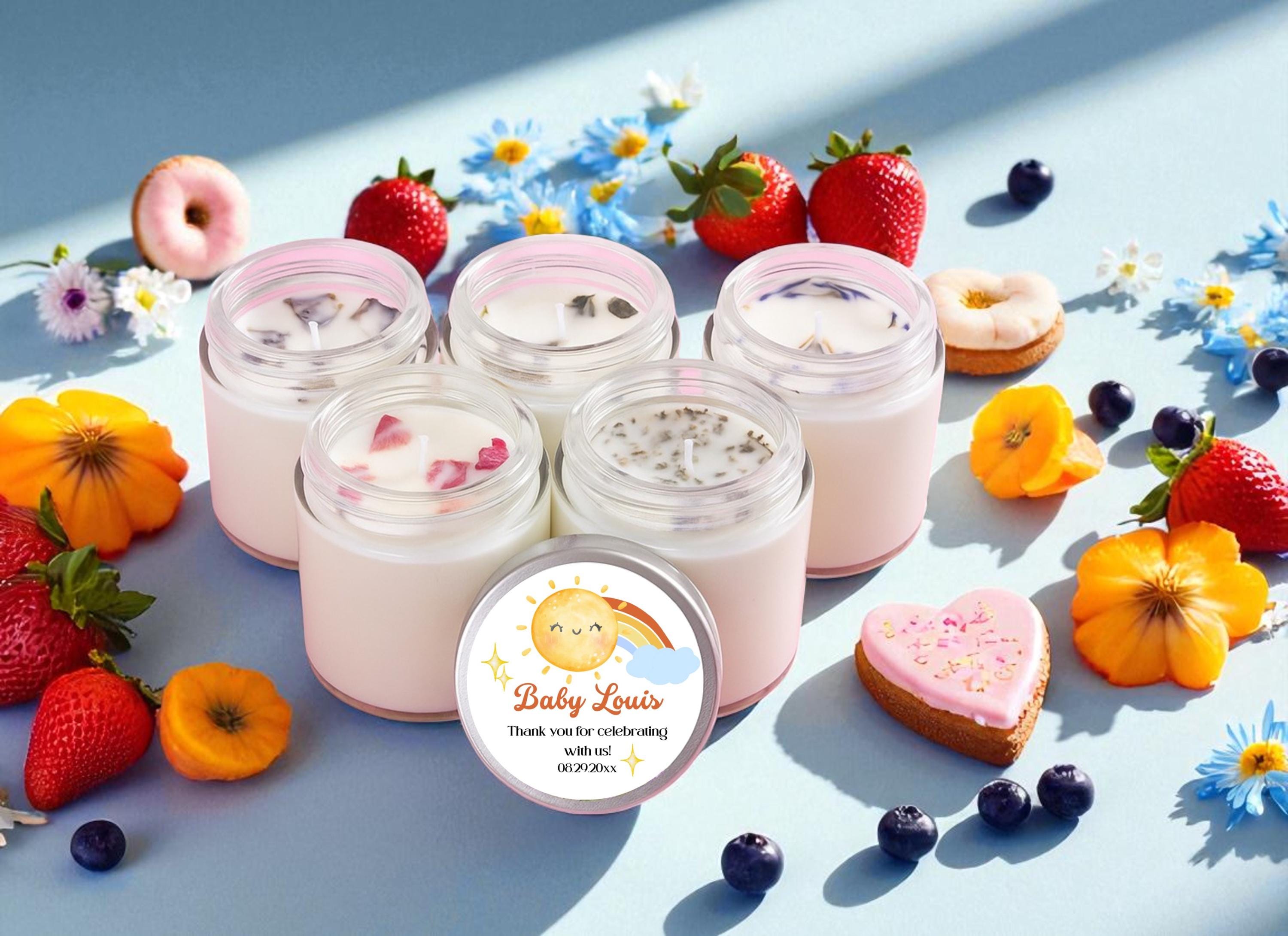 Sunshine Baby Shower Favors: Personalized Soy Candles With Dried ...