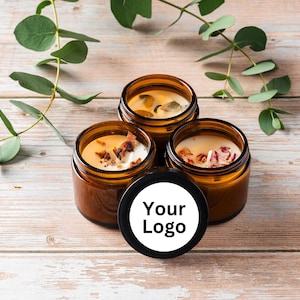 10-Pack Personalized Soy Candle Favors: Corporate Logo Amber Jars