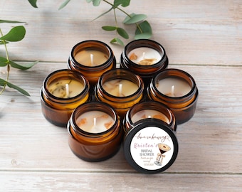 Personalized Coffee Scented Candle Favors - &#39;Love is Brewing&#39; Wedding & Baby Shower Gifts - Custom Bulk Options 10/25/50