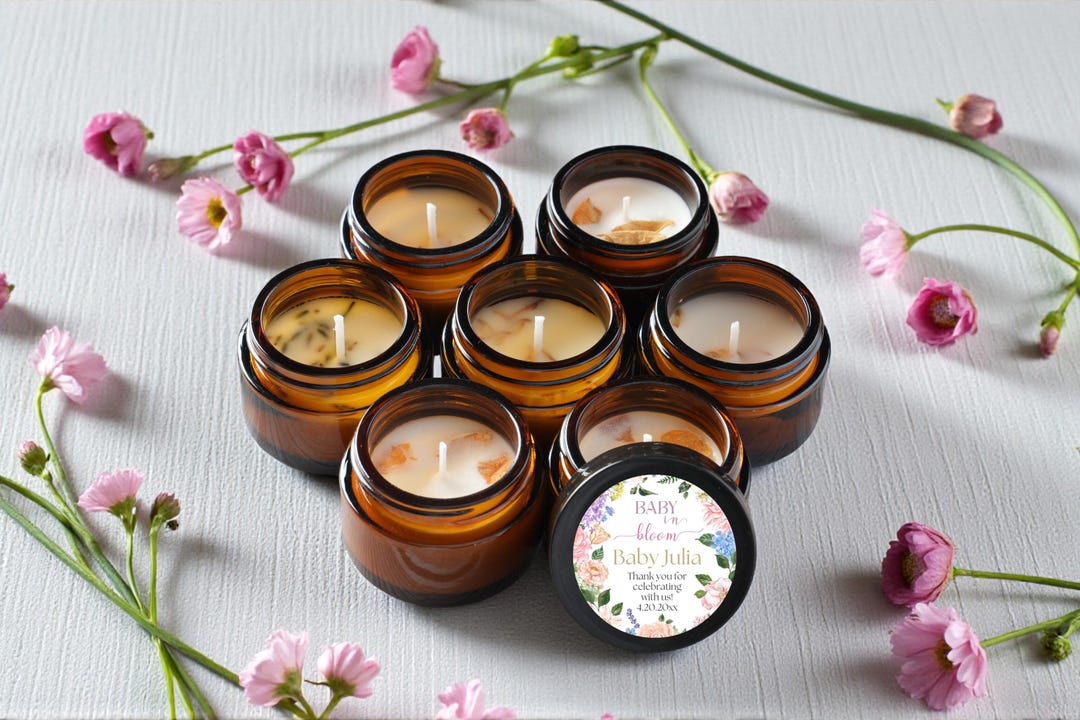 Baby in Bloom Candle Favors, Floral Baby Shower Favors for Guests ...